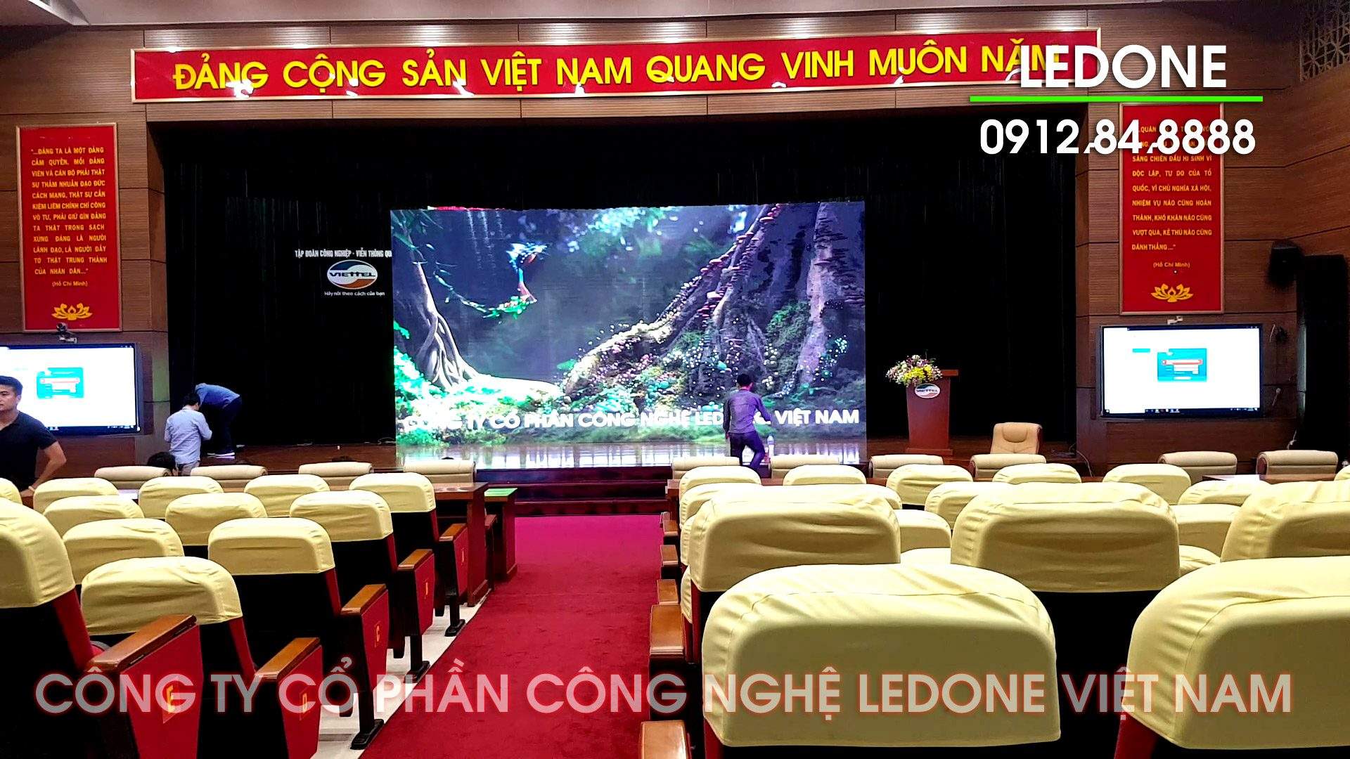 Thi công màn hình Led P4 khu công nghiệp Láng Hòa Lạc tại Tập đoàn Viettel  