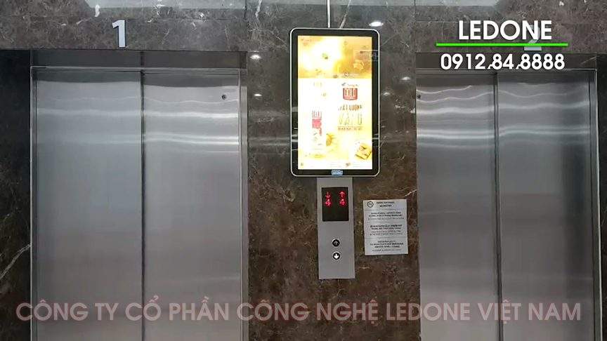 Lắp đặt màn hình LCD quảng cáo 32 inch thang máy tầng 1 Vincom, Thảo Điền, HCM  