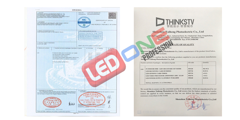 Giấy tờ chứng nhận sản phẩm từ nhà cung cấp tại LEDONE Việt Nam