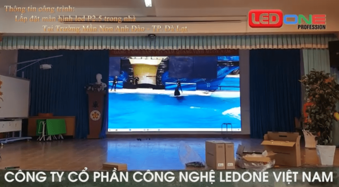 Thi công màn hình led P2.5 trường Mầm non Anh Đào, tp Đà Lạt  