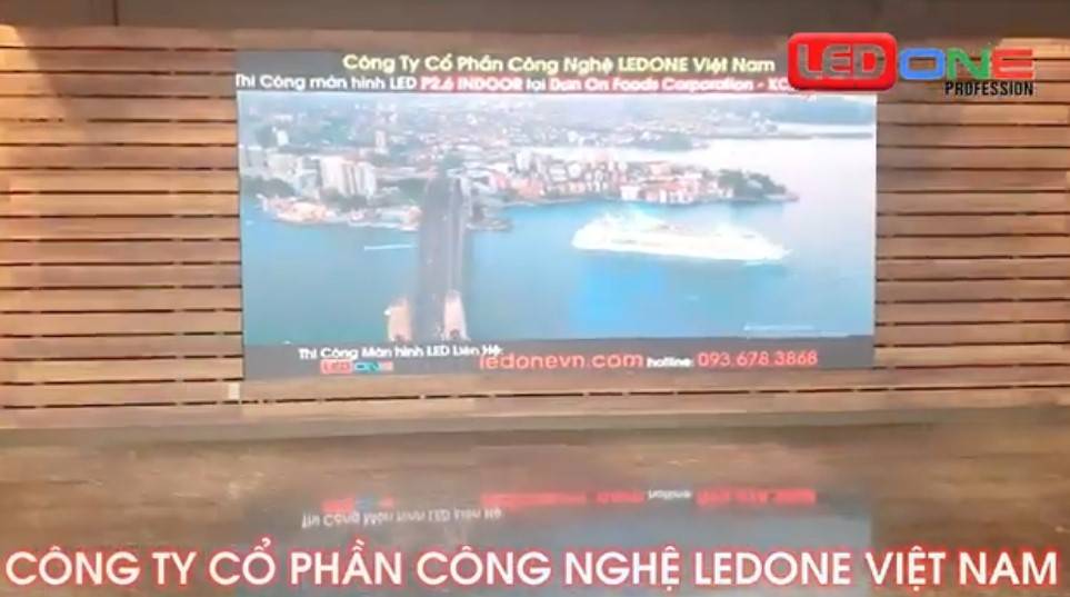 Thi công màn hình LED P2.6 ThinkSTV tại sảnh công ty thực phẩm Dan On  